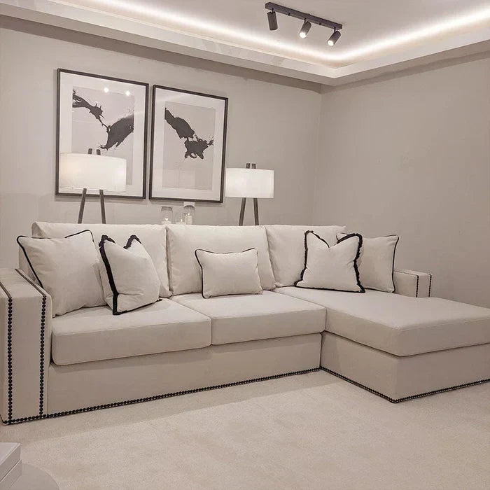 Mayfair sofa Mayfair Large Right Corner Sofa with Black Piping