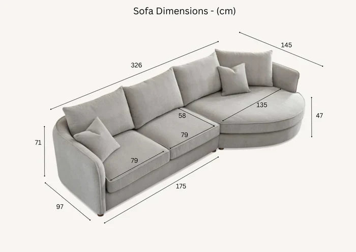 Sofista Rubin Right Corner Sofa in Charcoal Boucle