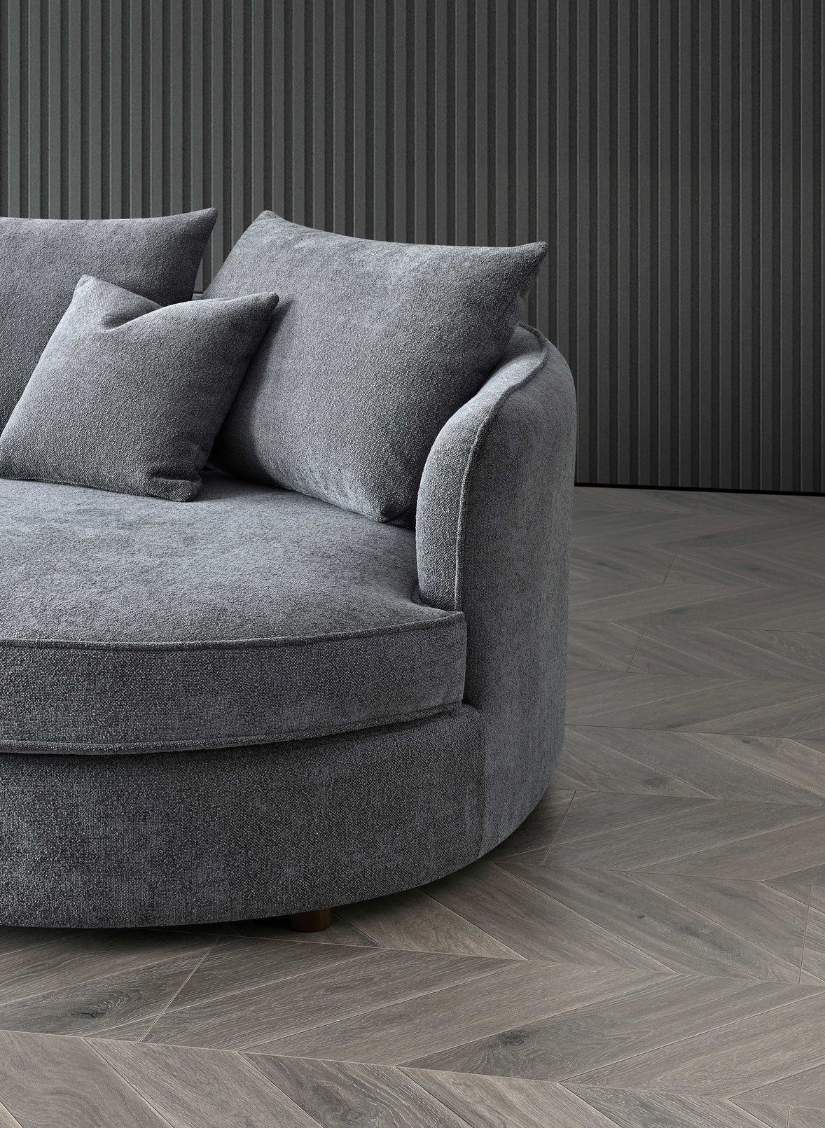Rubin Right Corner Sofa in Charcoal Boucle