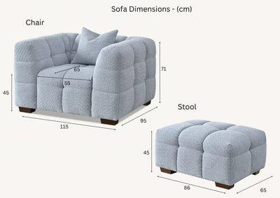 Sofista Tribeca 2 Seater Sofa in Pearl Boucle