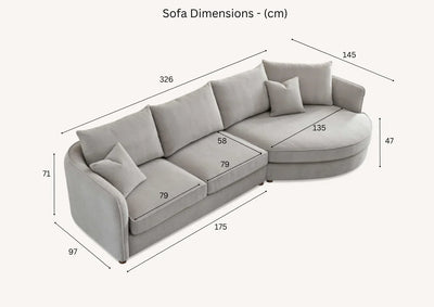 Rubin Right Corner Sofa in Charcoal Boucle