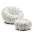 Teddy Boucle Fabric White Swivel Chair - Sofista Living LTD 