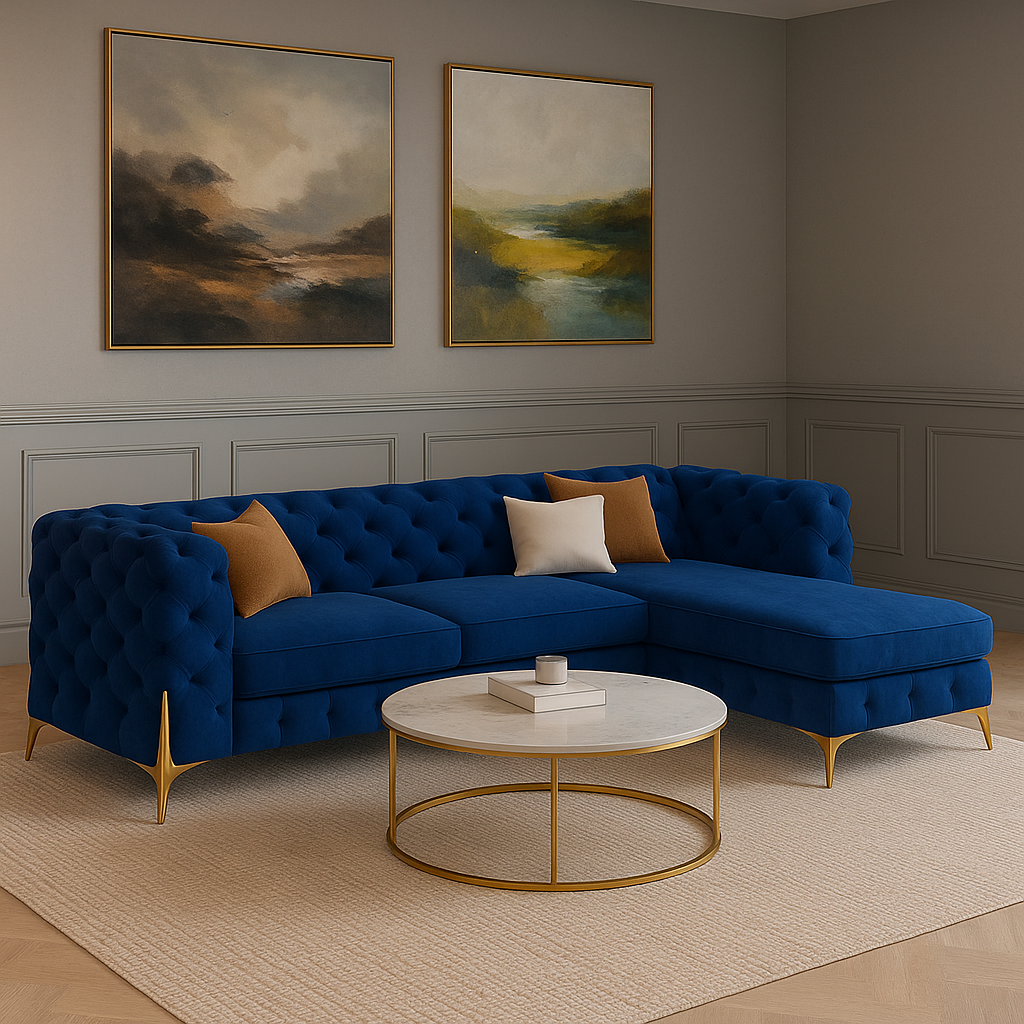 Ambassador Chesterfield L Shape Sofa – Classic Luxury Button-Tufted L-Shape Corner Sofa UK