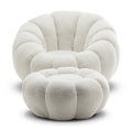 Teddy Boucle Fabric White Swivel Chair - Sofista Living LTD 