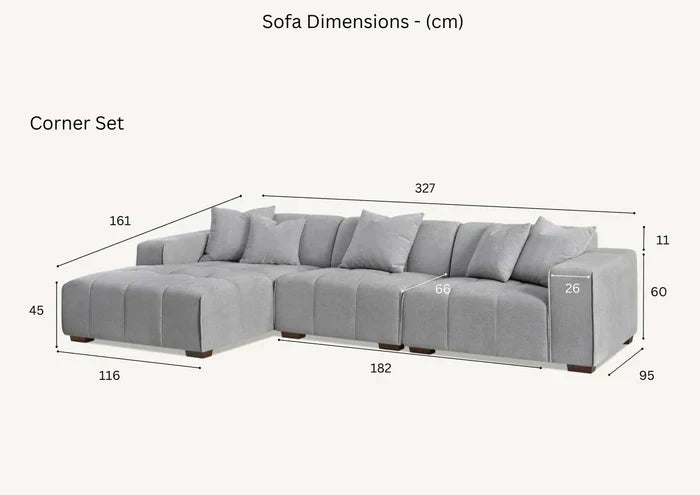 Sofista Leanord Left Corner Sofa in Cloudy Grey Boucle - Sofista Living LTD 