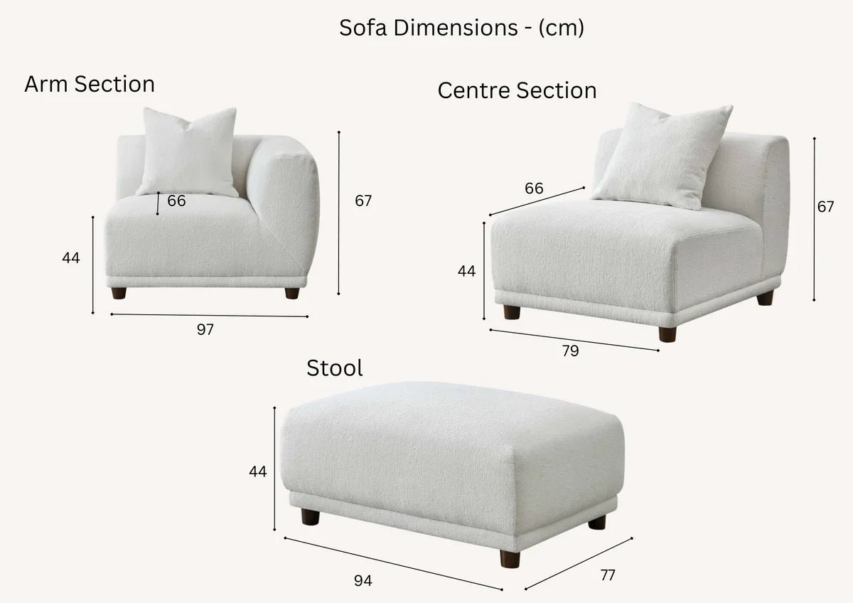 Lottie Footstool in Polar Boucle - Sofista Living LTD 