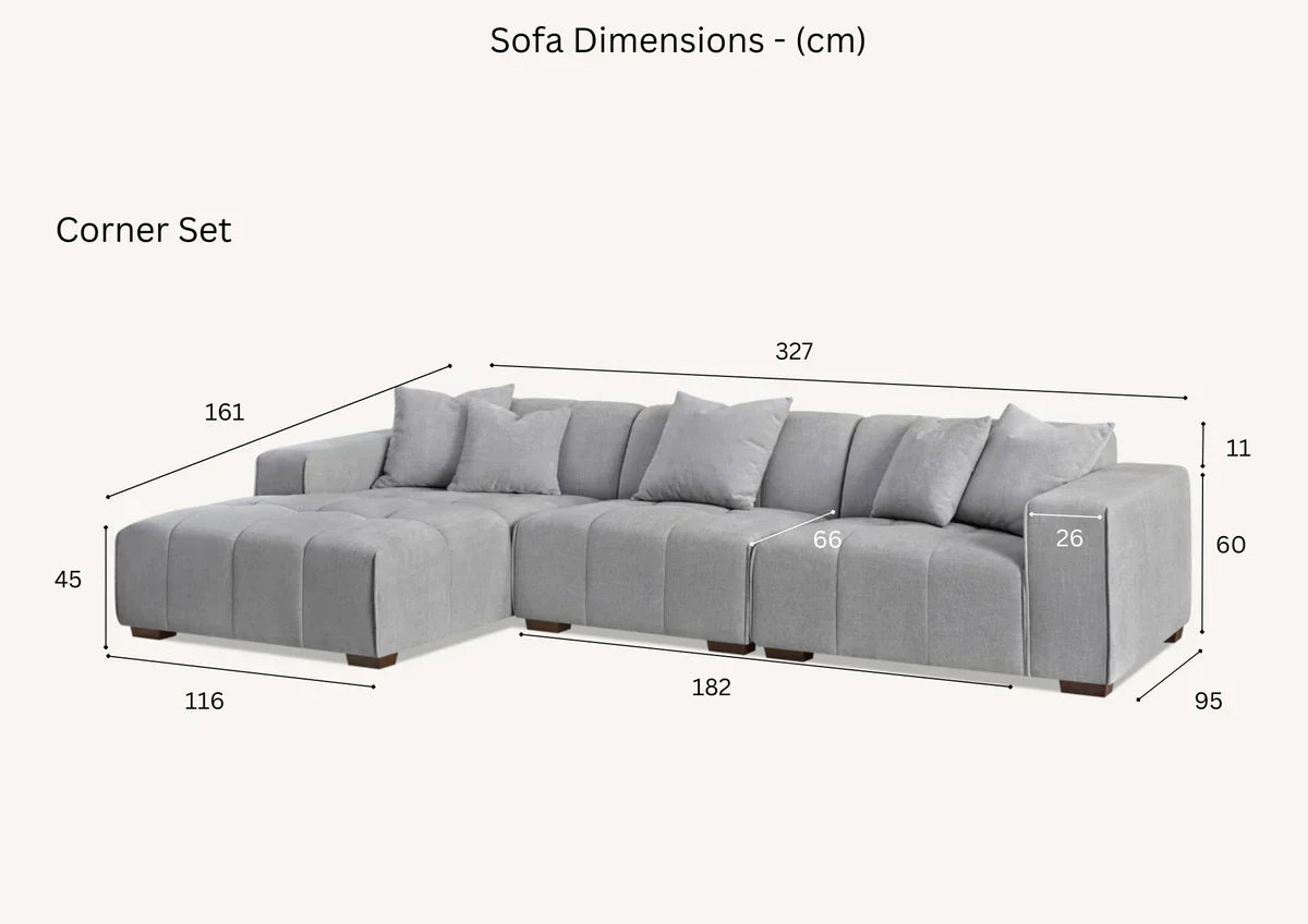 Leanord Corner Sofa in Cloudy Grey Boucle