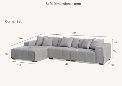 Leanord Corner Sofa in Cloudy Grey Boucle