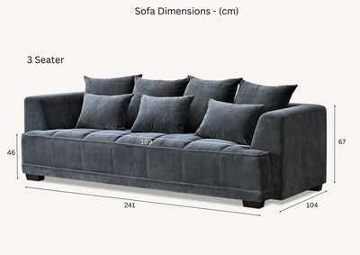 Gramercy Sofa in Steel Velvet