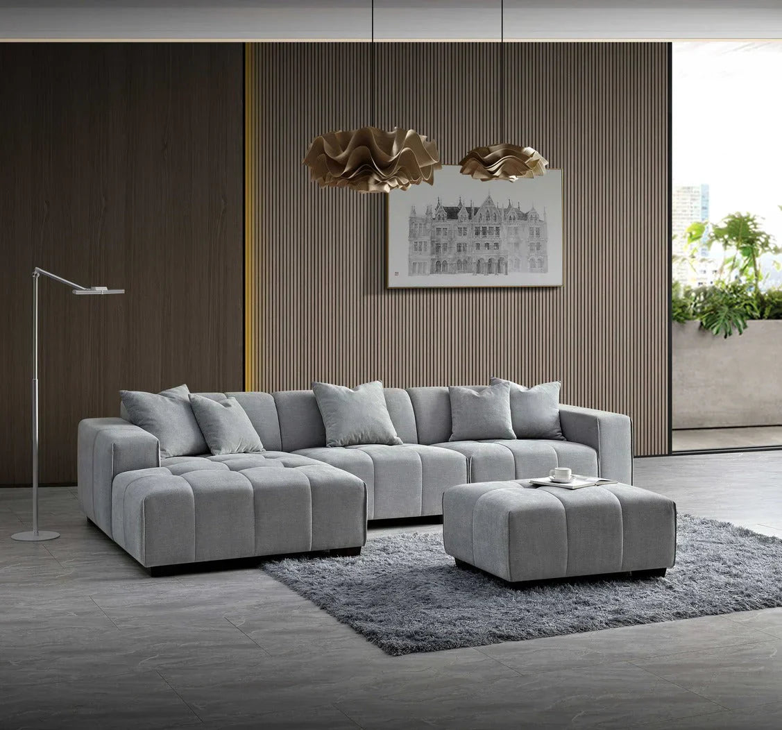 Leanord Corner Sofa in Cloudy Grey Boucle