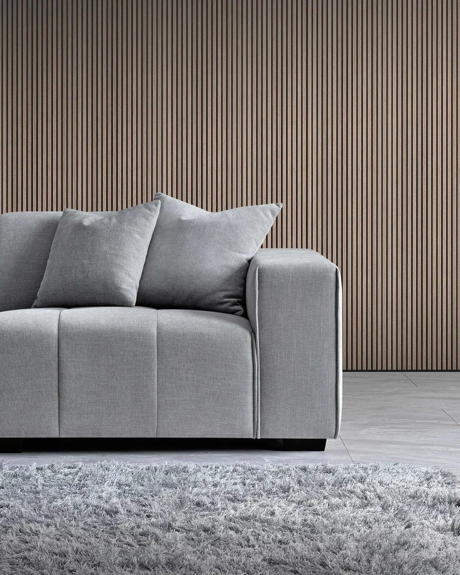 Leanord Corner Sofa in Cloudy Grey Boucle