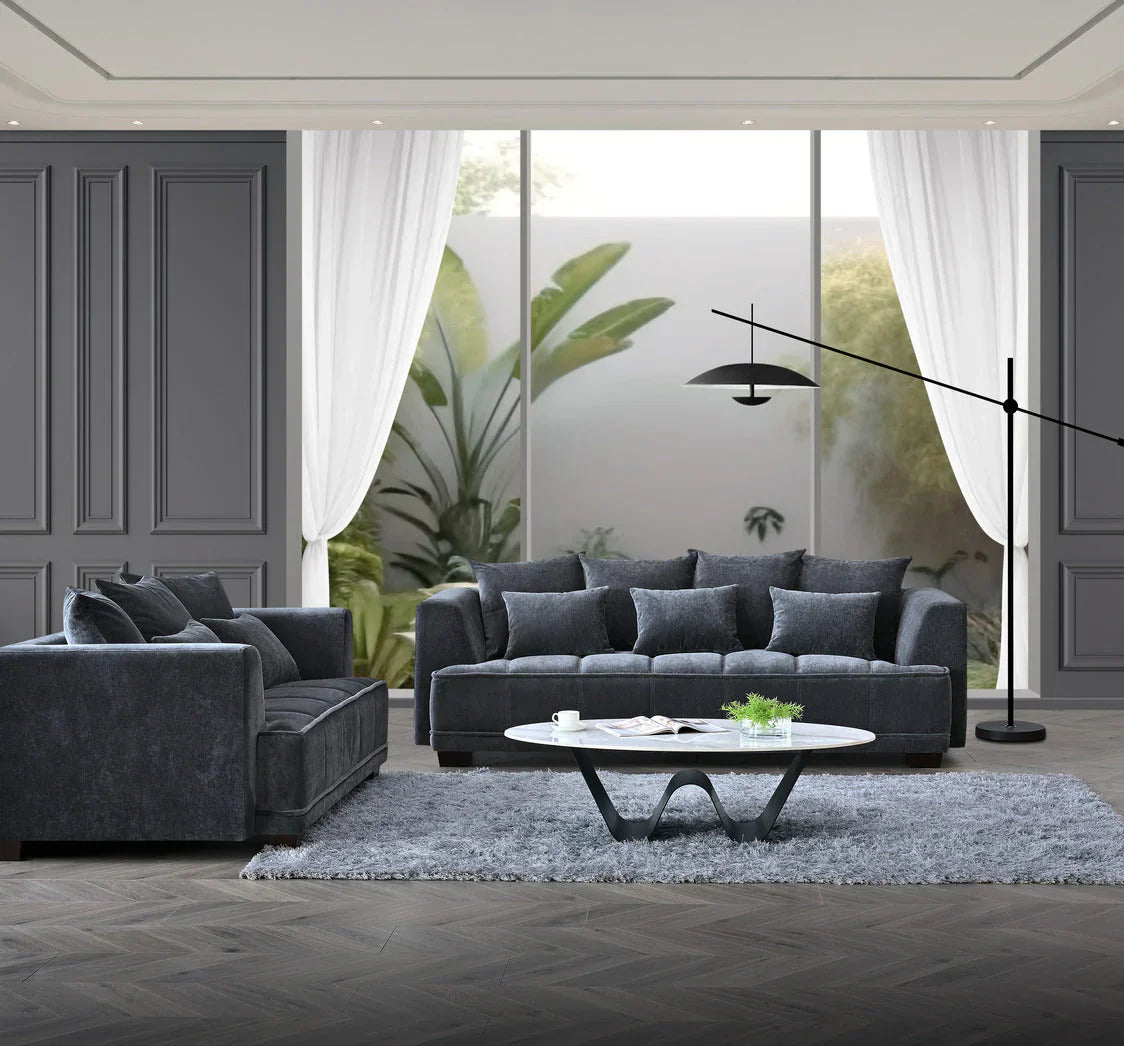 Gramercy Sofa in Steel Velvet