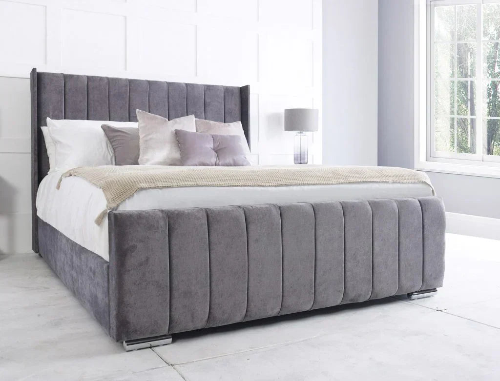 Porto Lined Wingback Bed - Sofista Living LTD 