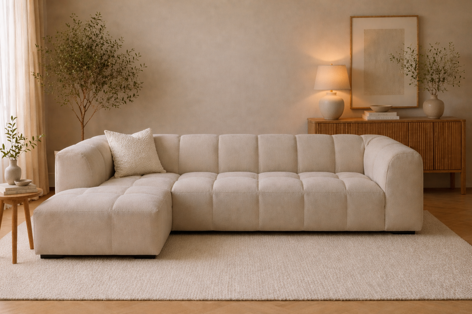 Sofista Pearl L Shape Sofa Left Chaise – Luxury Sculpted Corner Sofa UK