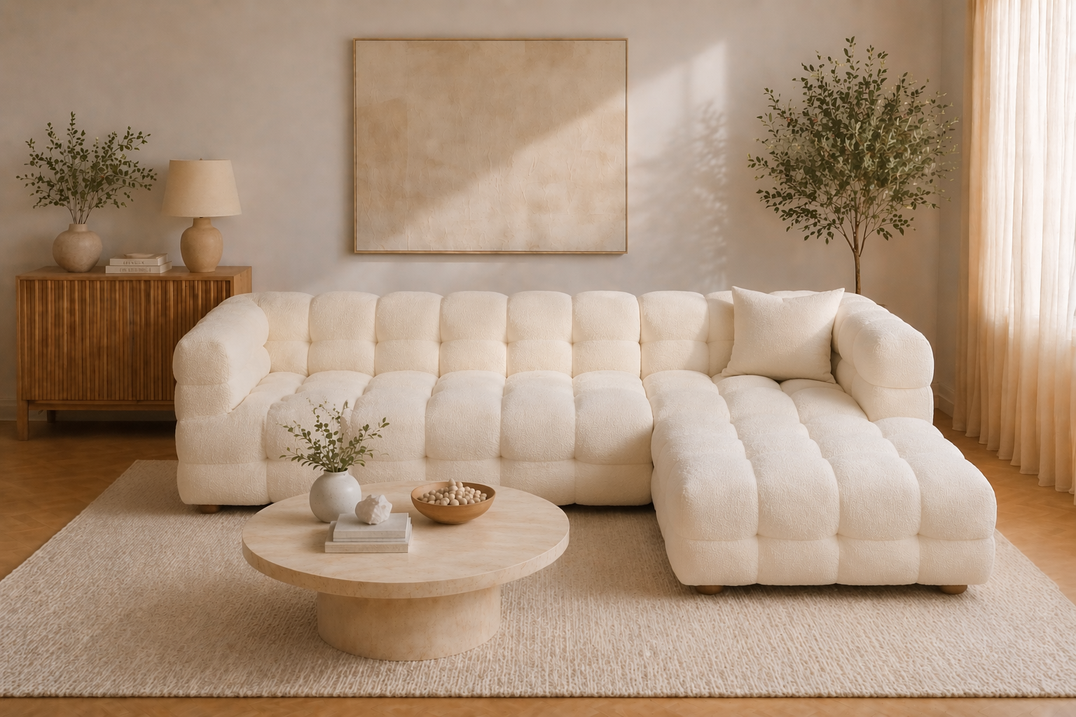 Sofista Bubble L Shape Sofa Right Chaise – Modern Corner Sofa with Bubble Cushions UK