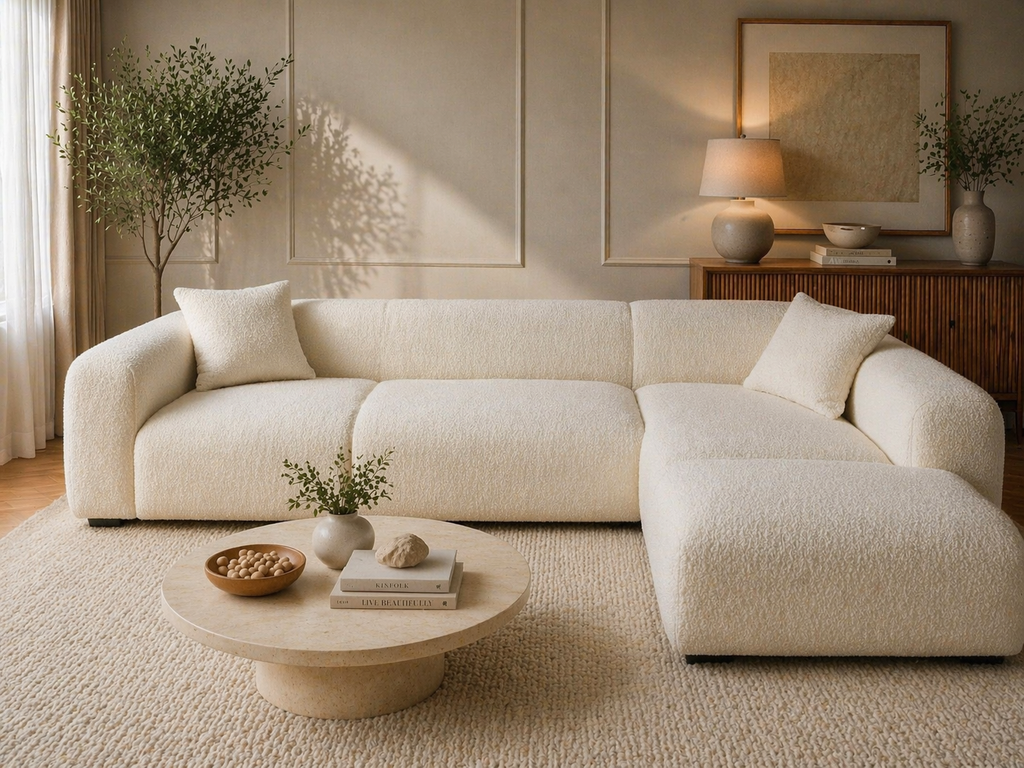 Sofista Luna L Shape Sofa Left Chaise – Contemporary Curved Corner Sofa UK