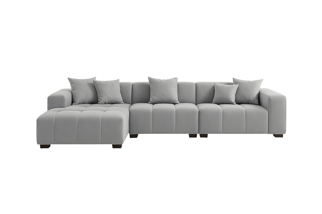 Leanord Corner Sofa in Cloudy Grey Boucle - Sofista Living LTD 