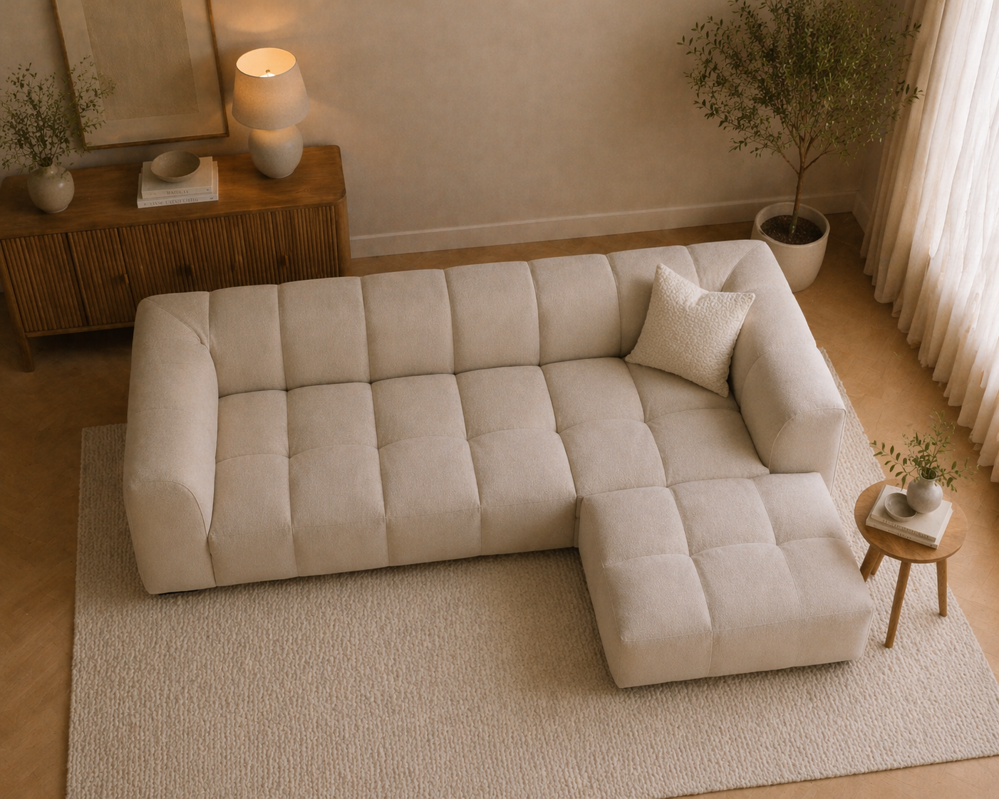 Sofista Pearl L Shape Sofa Right Chaise – Luxury Sculpted Corner Sofa UK