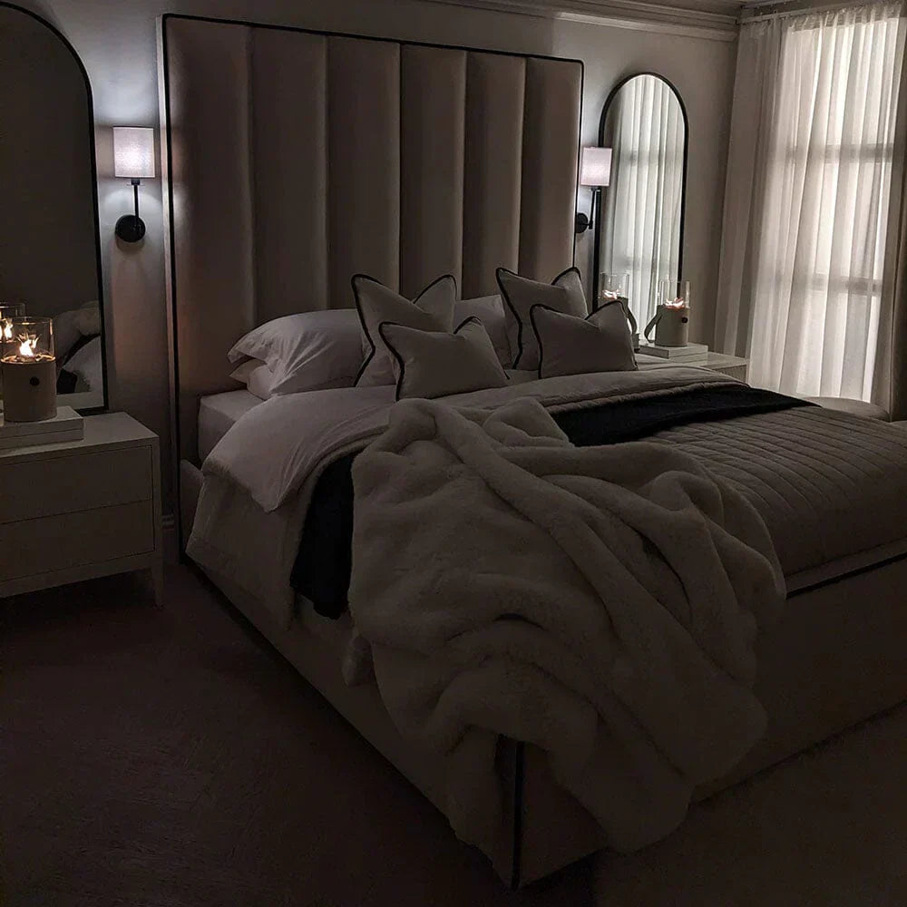 Kensington Luxury Panelled Bed With Contrast Black Piping