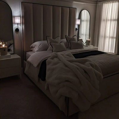 Kensington Luxury Panelled Bed With Contrast Black Piping