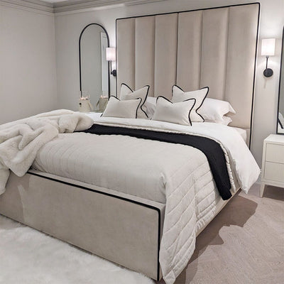 Kensington Luxury Panelled Bed With Contrast Black Piping