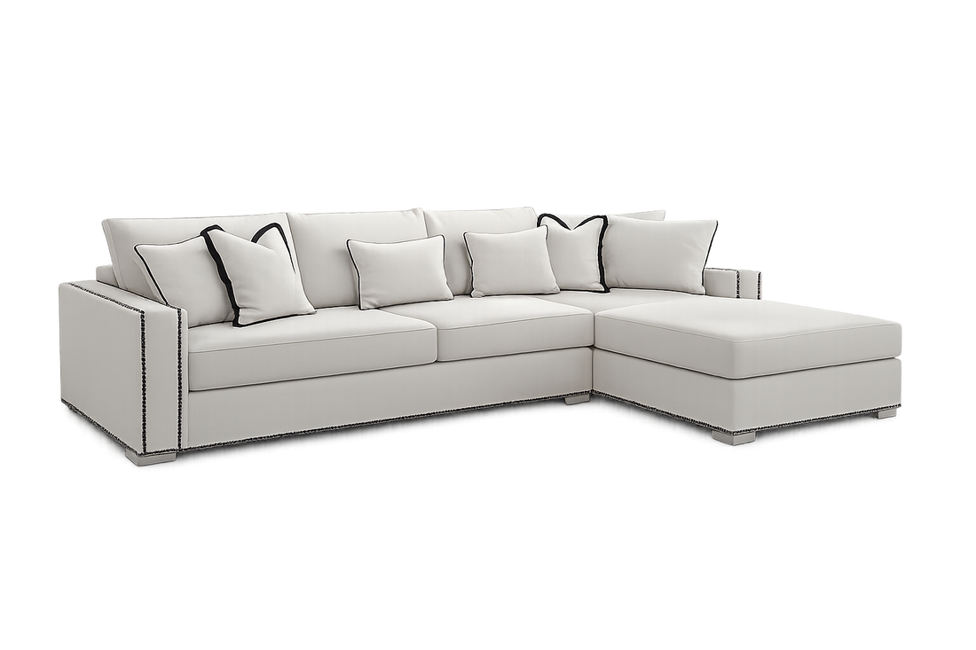 Sofista Mayfair Large Right Corner Sofa with Black Piping – Premium Luxury Corner Sofa UK