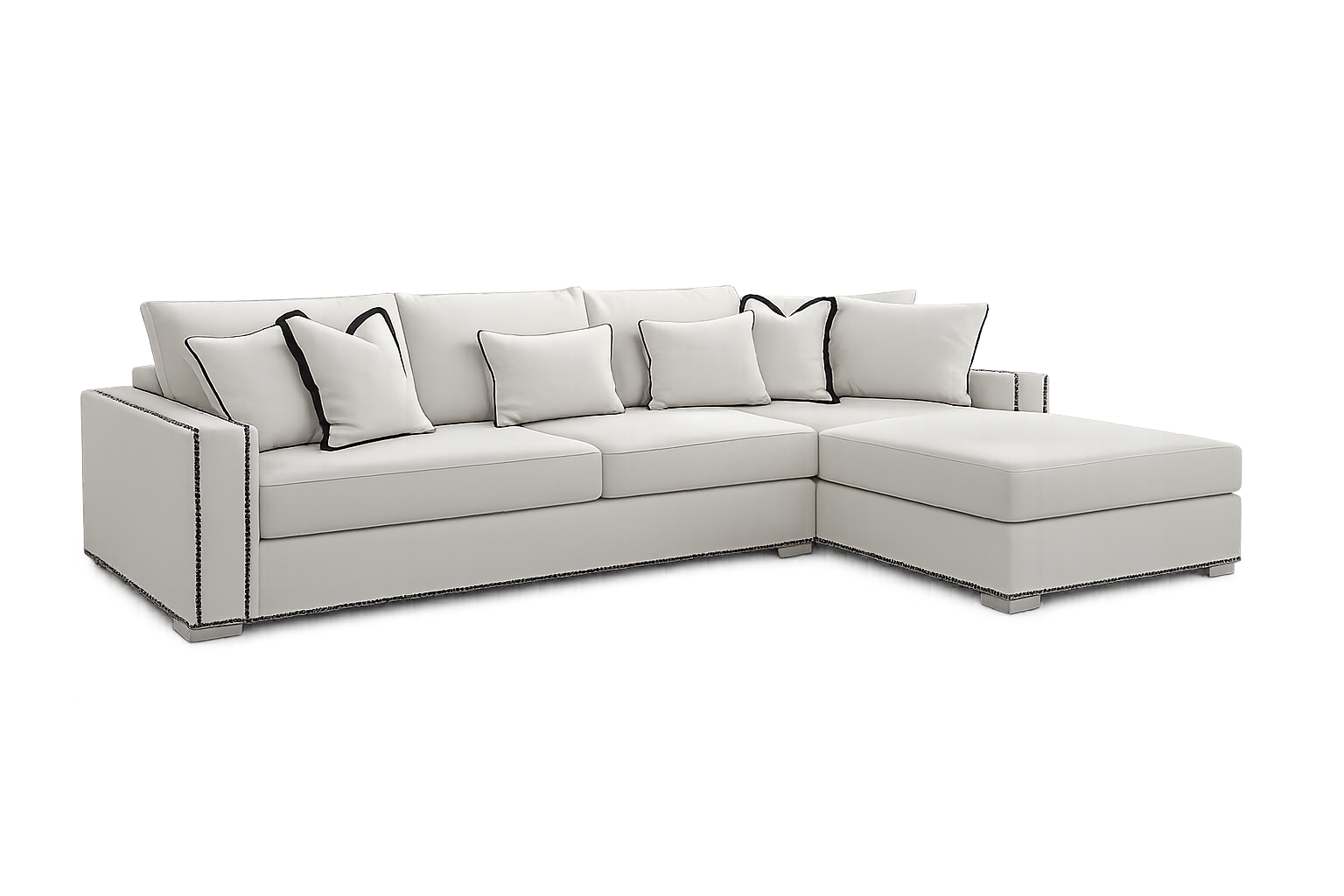 Sofista Mayfair Large Right Corner Sofa with Black Piping – Premium Luxury Corner Sofa UK