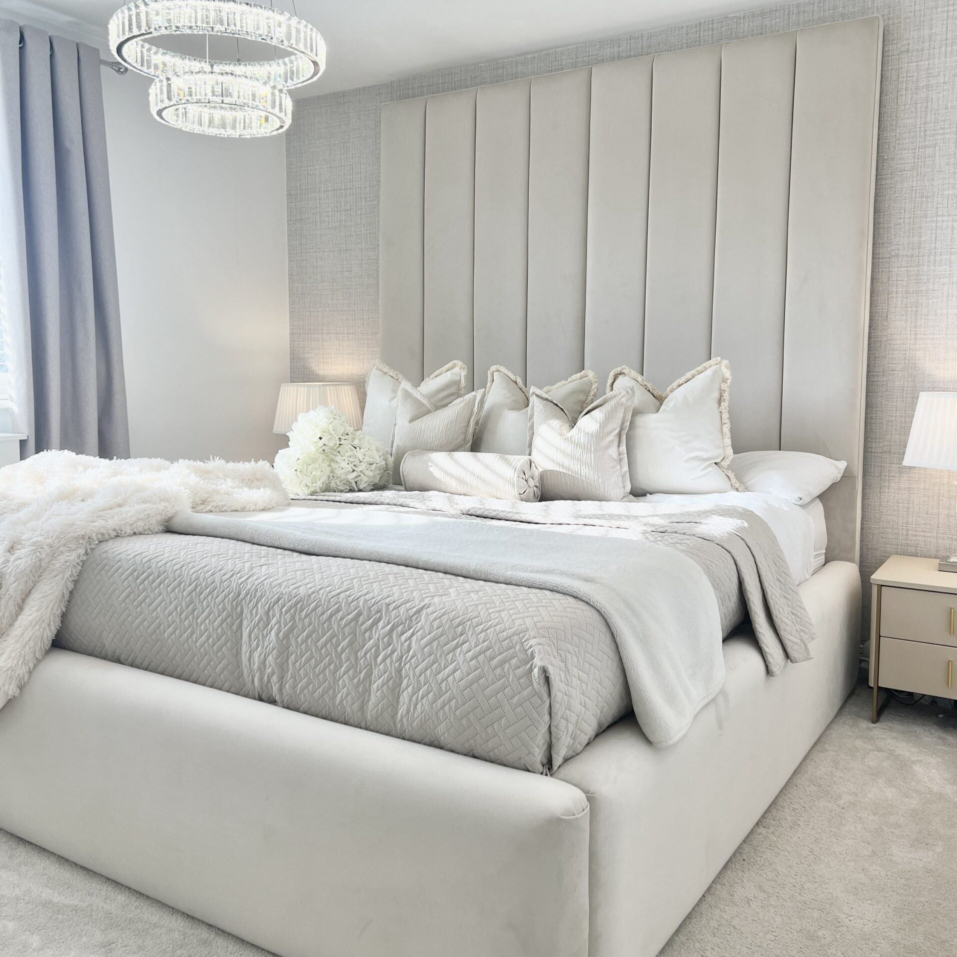 Knightsbridge Tall Headboard Bed – Luxury Statement Tall Upholstered Headboard Bed UK