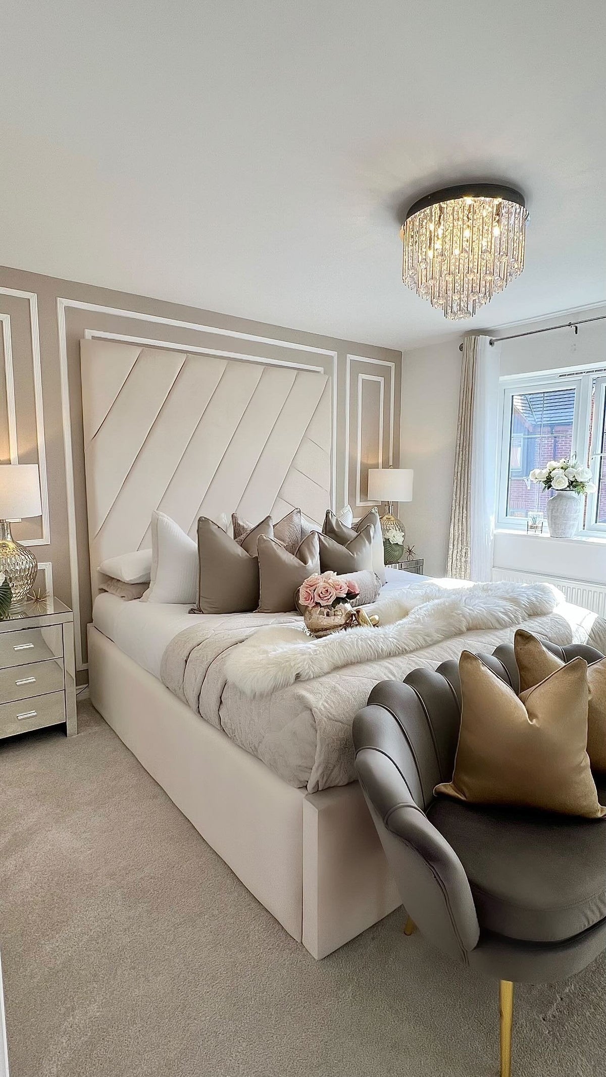 Patterned Prestige Tall Headboard Bed - Sofista Living LTD 