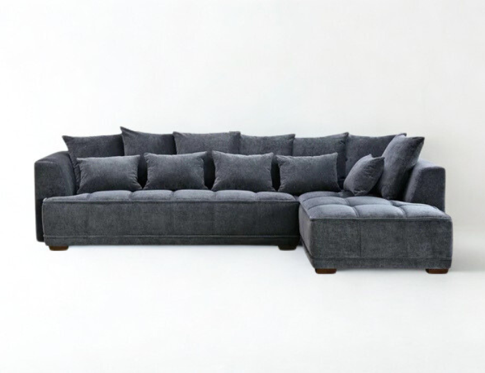 Sofista Gramercy Right Corner Sofa in Steel Velvet - Sofista Living LTD 