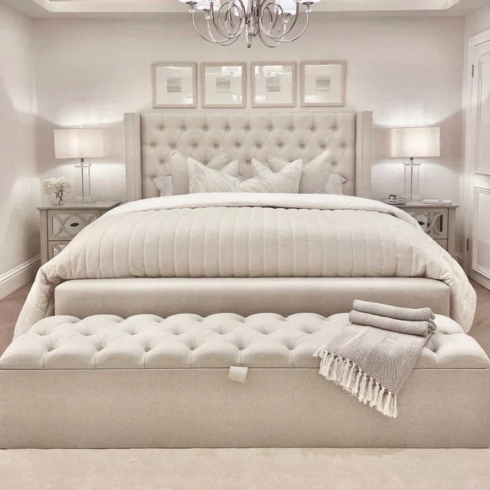 Richmond Studded Luxury Bed – Classic Button-Tufted Silver Stud Wingback Bed Frame UK